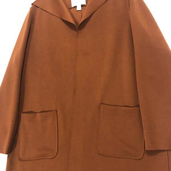 Carolina Belle Montreal Oversize Rusty Orange Open Front Blazer Trench Jacket XL - Picture 3 of 5